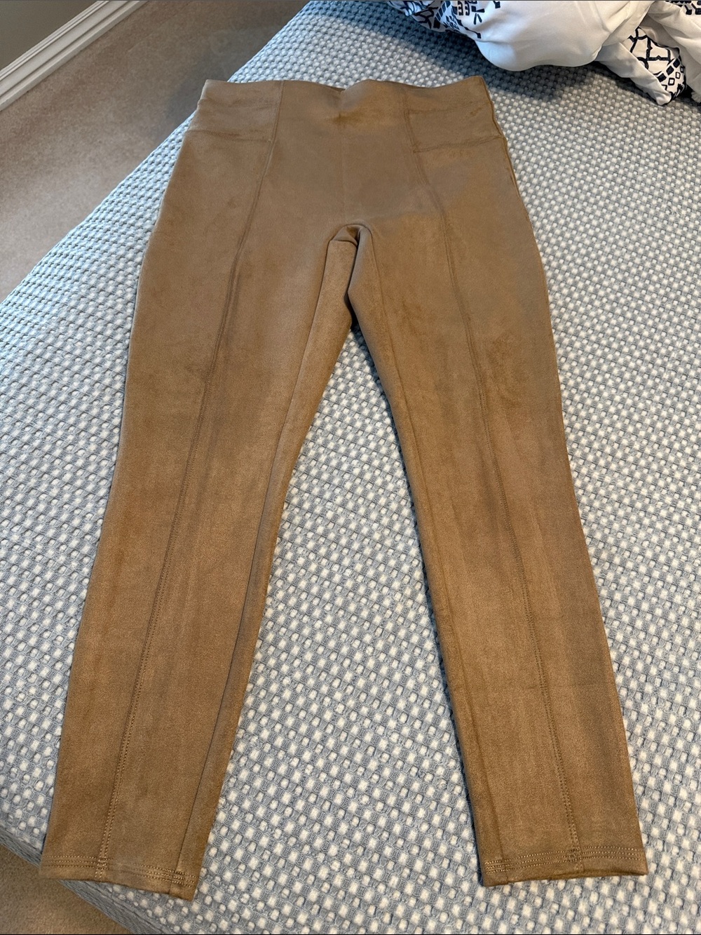 SPANX Faux Suede Leggings in Camel Brown